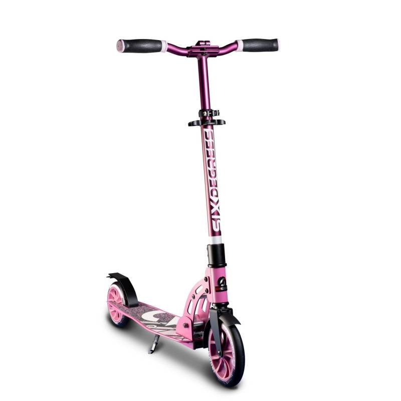Six Degrees Aluminium Scooter Junior mit Klappmechanismus & Ständer 180/145 mm Höhenverstellbar GS-Geprüft Pink von SixDegrees