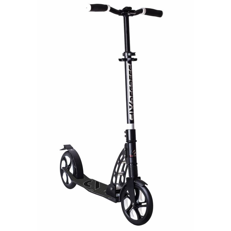 Six Degrees Aluminium Scooter mit Frontfederung Klappmechanismus 205 mm ABEC 7 Höhenverstellbar GS-Geprüft Schwarz von SixDegrees
