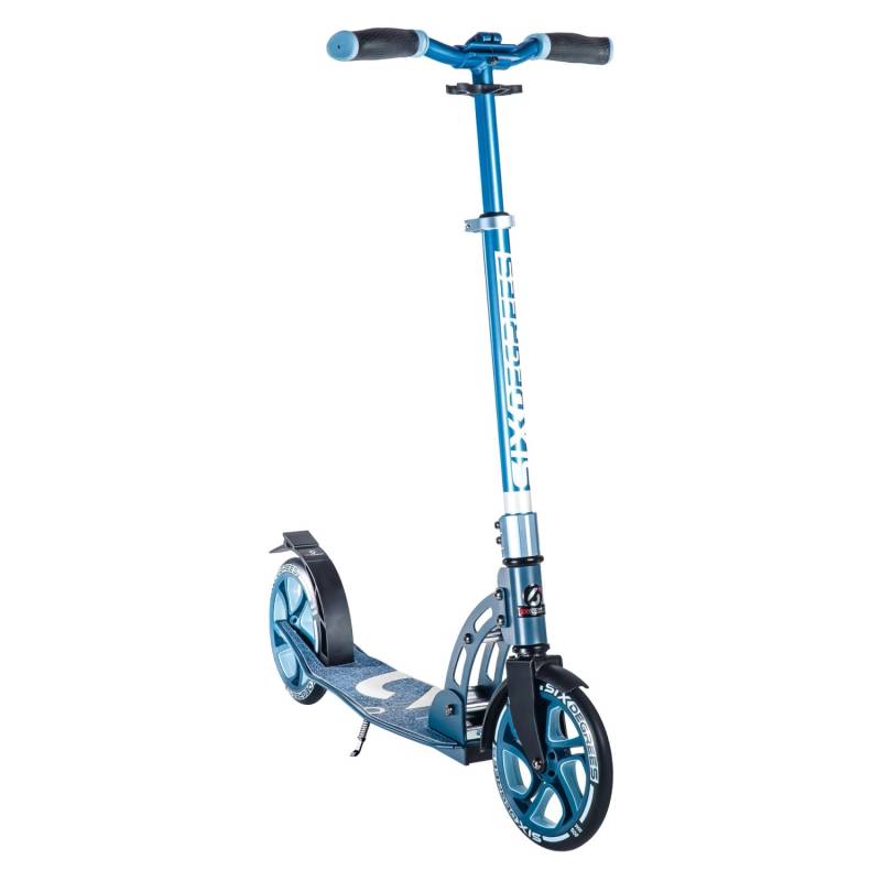 Six Degrees Aluminium Scooter mit Klappmechanismus & Ständer 205 mm Höhenverstellbar GS-Geprüft Blau Testsieger von SixDegrees