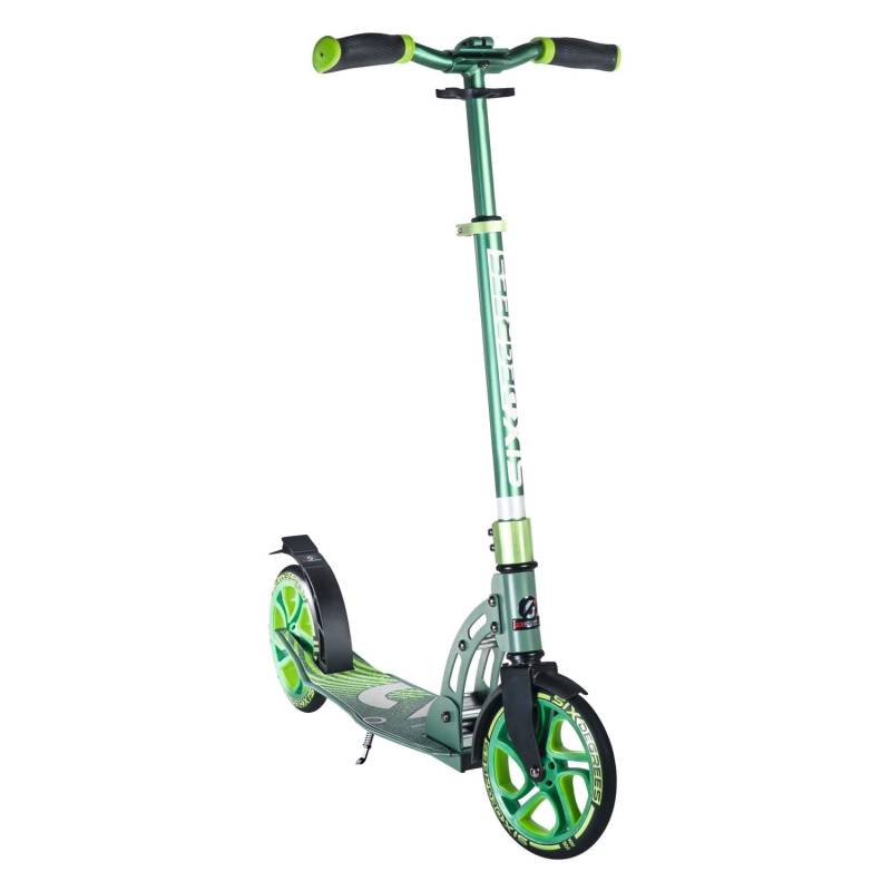 Six Degrees Aluminium Scooter mit Klappmechanismus & Ständer 205 mm Höhenverstellbar GS-Geprüft Grün Testsieger von SixDegrees