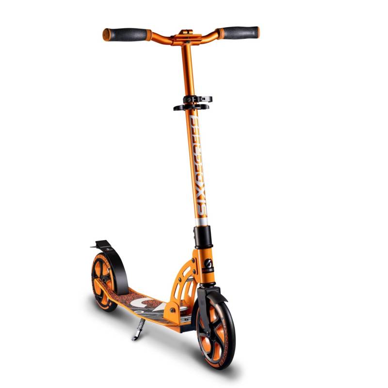 Six Degrees Aluminium Scooter mit Klappmechanismus & Ständer 205 mm Höhenverstellbar GS-Geprüft Orange Testsieger von SixDegrees