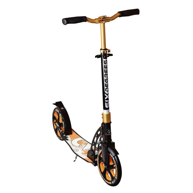 Six Degrees Aluminium Scooter mit Klappmechanismus und Ständer 230/215 mm ABEC 7 Höhenverstellbar GS-Geprüft Gold von SixDegrees