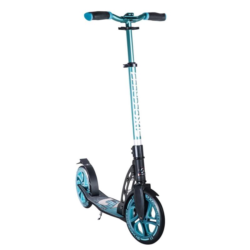 Six Degrees Aluminium Scooter mit Klappmechanismus und Ständer 230/215 mm ABEC 7 Höhenverstellbar GS-Geprüft Türkis von SixDegrees