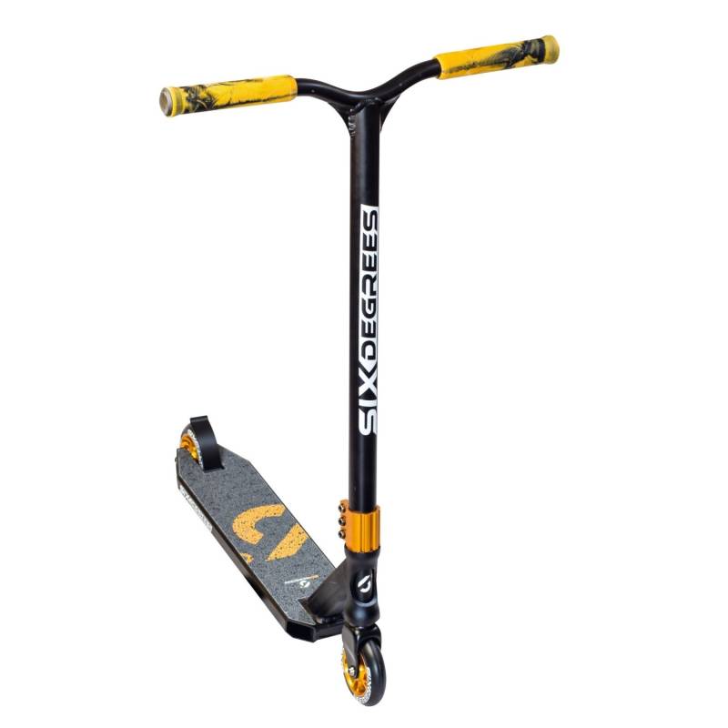 Six Degrees Stuntscooter mit Verstärktem Wing-Lenker HIC Compression 100 mm ABEC 9 360-Grad-Lenkung Schwarz-Kupferbraun von SixDegrees