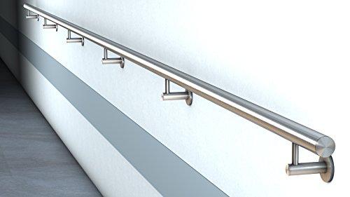 Edelstahl Handlauf V2A Fertighandlauf Gel„nder Treppe Griff 42,4x2 mit L-Form Tr„ger (4,2 m - zweiteilig) von Sixone