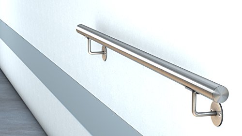 Edelstahl Handlauf V2A Fertighandlauf Gel„nder Treppe Griff 42,4x2 mit sichtbarer Verschraubung (1,0 m - einteilig) von Sixone