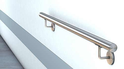 Edelstahl Handlauf V2A Fertighandlauf Geländer Treppe Griff 42,4x2 mit Klipsrosette (1,6 m) von SIXONE