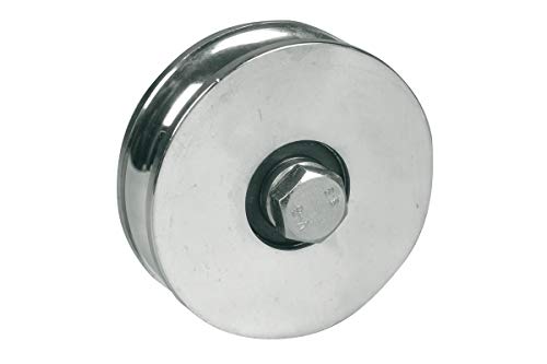 Laufrolle für Schiebetore verzinkt in verschiedenen Größen | 80mm, 100mm, 120 mm | Bodenlaufrolle für Rundnut | Torrolle Kugellager Rolltor | (100 mm) von SIXONE