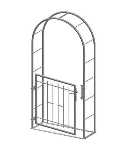 Rosenbogen inkl. Gartentor Pallas verzinkt klein Türgriff Rundbogentor Komplett-Set 1090 x 2150 x 300 mm von Sixone