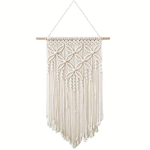 Sixyotie Makramee Wandbehang Boho Deko Woven Wanddeko Wandteppich Böhmische Tapisserie Gewebte Haus Dekoration Chic Home Decor Geschenke Apartment Schlafsaal Raumdekoration (White-blong) von Sixyotie