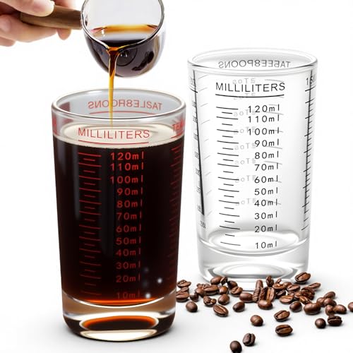 2 Stück 120Ml Messkännchen Glas Messbecher Klein mit Doppelter Skala Messbecher Cocktail Durchsichtige Messglas Verdicktes Bodendesign Cocktail Zubehör Geeignet für Bars Partys Küchen (Schwarz & Rot) 2 Stück 120Ml Messkännchen Glas Messbecher Klein mit Doppelter Skala Messbecher Cocktail Durchsichtige Messglas Verdicktes Bodendesign Cocktail Zubehör Geeignet für Bars Partys Küchen (Schwarz & Rot) von Siyrdxcbt