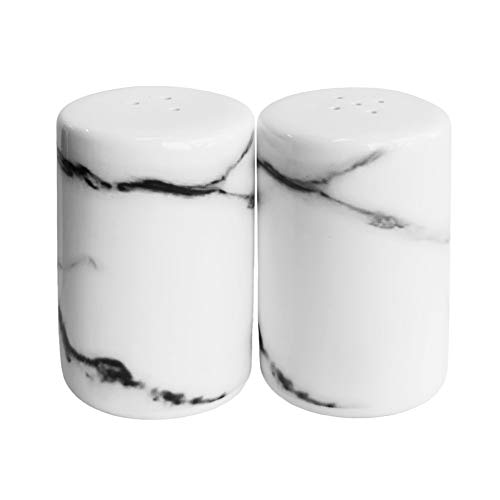 Sizikato 2 Stück Marmorstreifen Keramik Salz- und Pfefferstreuer Marmor-Stil Möbel Küche und Tischdekoration von Sizikato