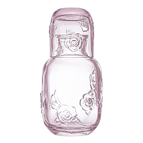 Sizikato 425 ml Rose geprägtes rosa Glas Nachttisch Nacht Wasserkaraffe mit Tumbler Glas. Sizikato 425 ml Rose geprägtes rosa Glas Nachttisch Nacht Wasserkaraffe mit Tumbler Glas. von Sizikato