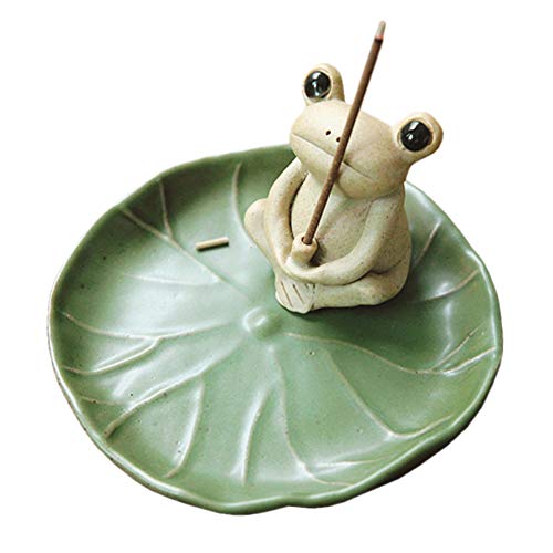 Sizikato Süßer Frosch-Räuchergefäß mit Lotusblatt-Tablett. von Sizikato
