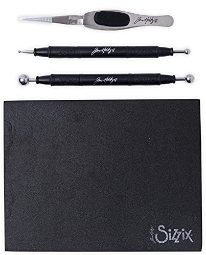 Sizzix 665304 Tim Holtz Shaping Kit 665304-Scrapbooking und Kartenpapier Sculpting Set (schwarz), Einheitsgröße von Sizzix