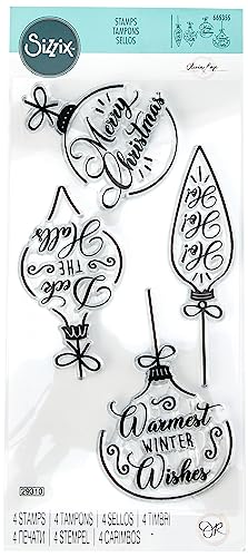 Sizzix 665355 transparente Stempel, Weihnachtskugeln von Olivia Rose, 4 Stück, Acryl, mehrfarbig, Einheitsgröße von Sizzix