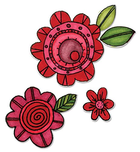 Sizzix Flowers No.6 Framelits Stanzen Set mit Stempeln, 10er Packung von Sizzix