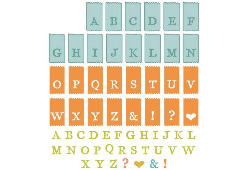 Sizzix Motivschablone Framelits Stanzschablone und Clear Stamps Tab Stam, 70 Teile von Sizzix