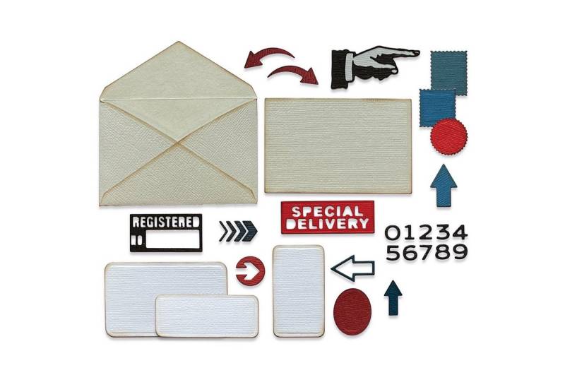 Sizzix Motivschablone Thinlits Postale by Tim Holtz, 48 Teile von Sizzix