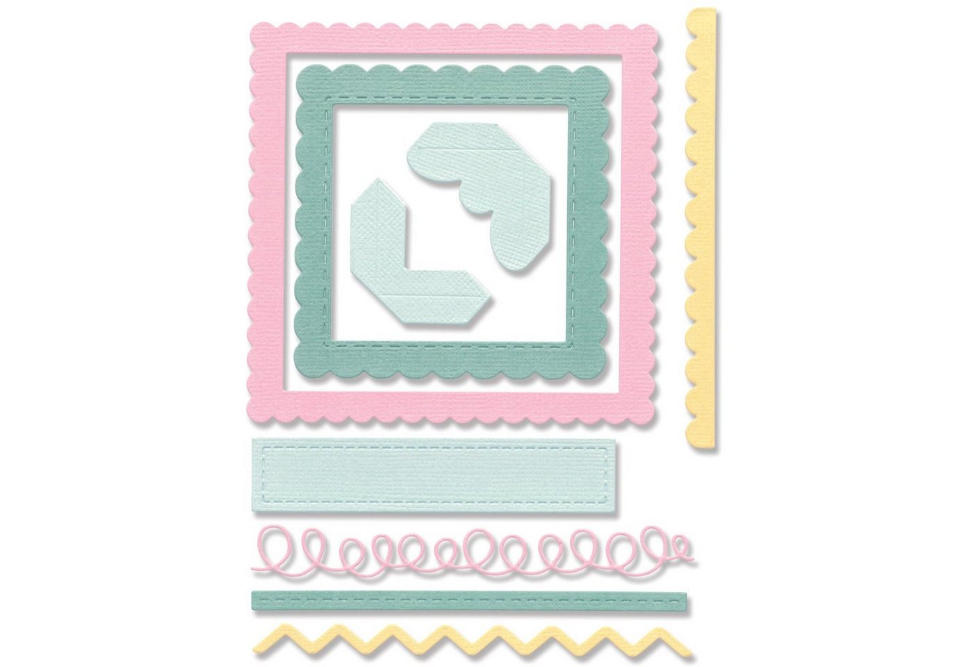 Sizzix Motivschablone Thinlits Stanzschablone Fabulous Frames & Borders, 9 Teile von Sizzix