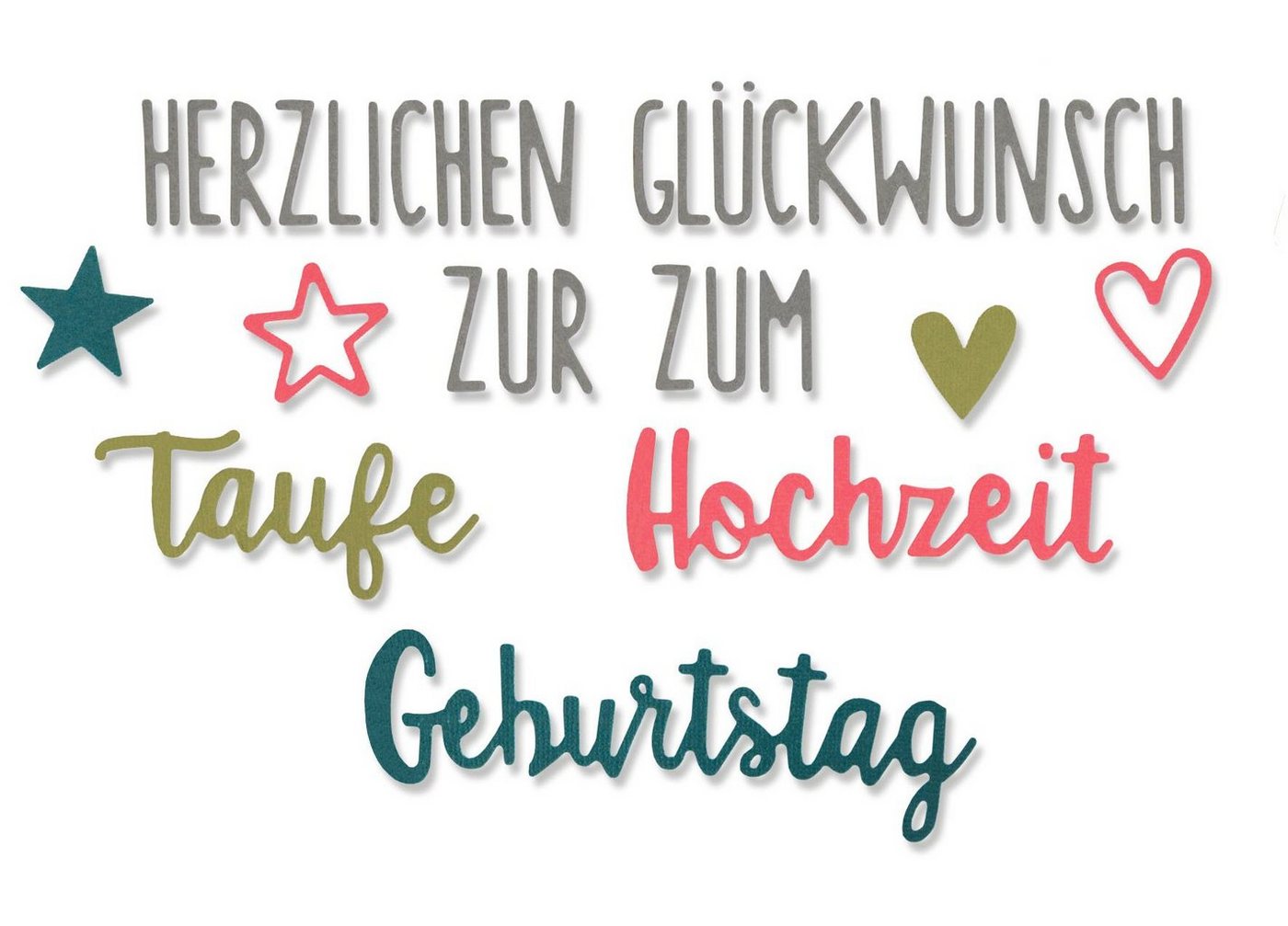 Sizzix Motivschablone Thinlits Stanzschablone Herzlichen Glückwunsch, 11 Teile Sizzix Motivschablone Thinlits Stanzschablone Herzlichen Glückwunsch, 11 Teile von Sizzix
