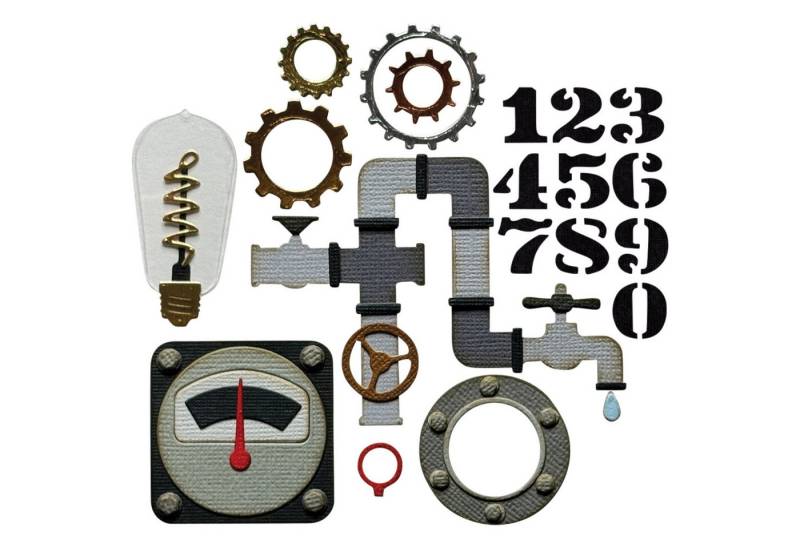Sizzix Motivschablone Thinlits Stanzschablone 'Vault Industrial by Tim H, 37 Teile von Sizzix