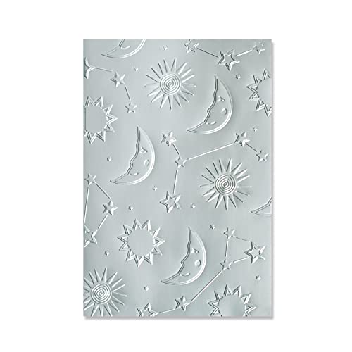 Sizzix Multi-Level Textured Impressions Prägeschablone Moon Light von Jennifer Ogborn | 666036 | Kapitel 4 2022 Emboss, Papier, Grey, One Size von Sizzix