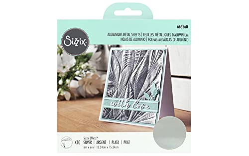 Sizzix Surfacez Alum Bleche 665260, 6 „x 6" reflektierende Metallic Craft Boards Silber, 10 Stück, Eine Farbe, Einheitsgröße von Sizzix