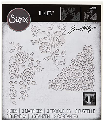 Sizzix Thinlits Die 3PK-Mixed Media 5 von Tim Holtz, Metall, mehrfarbig, 9,53cm x 9,53 cm - 7,3 cm x 8,89 cm von Sizzix