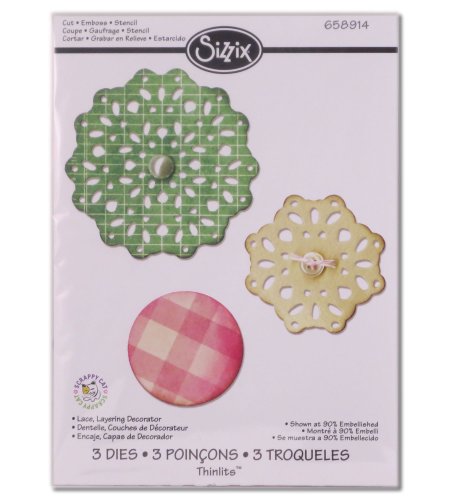 Sizzix Thinlits Stanzer Set 3 Stück - Lace, Layering Decorator by Scrappy Cat von Sizzix