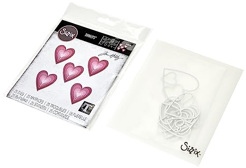 Sizzix Thinlits Stanzform Set 25PK gestapelte Fliesen Herzen von Tim Holtz, 665858, Kunststoff, multicolor, One Size von Sizzix