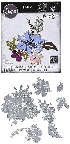 Thinlits Stanzformenset, Pinselstrich, Blumen, #2 von Tim Holtz, 8er-Pack von Sizzix