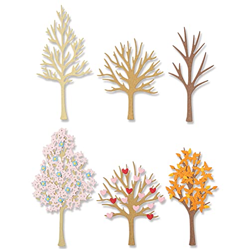 Sizzix Thinlits Stanzwerkzeug 7 Stück saisonale Bäume von Jennifer Ogborn | 666025 | Kapitel 4 2022 Wafer, Kunststoff, Grey, One Size von Sizzix