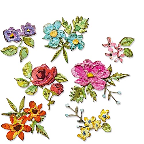 Thinlits Stanzformset, 14 Stück, Pinselstrich, Blumen, Mini-Design von Tim Holtz von Sizzix