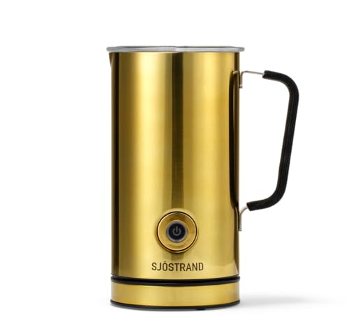 Sjöstrand Coffee Elektrischer Milchaufschäumer - Edelstahl, Für Heiße & Kalte Milch, Antihaftbeschichtet (Messing) von Sjöstrand Coffee Concept