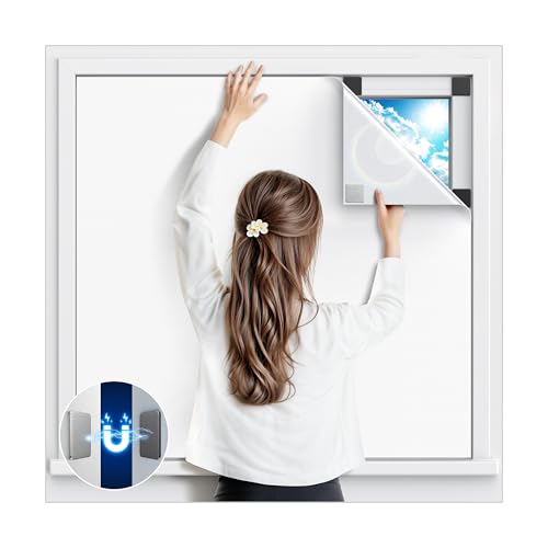 Sjuznng Verdunklungsrollo ohne Bohren 115x148cm – Magnetische Fenster Verdunkelung | Dachfenster Sonnenschutz Fenster Abdunkeln Verdunklungsfolie für Innen Reisen & Wohnmobile – Weiß von Sjuznng