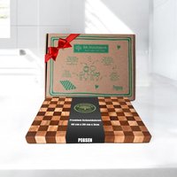Personalisiertes Schneidebrett Schachbrett Aus Akazie Und Gummibaumholz - Küchenbrett Mit Standfüßen Holzschneidebrett Groß 40x30x3 cm von SkHolzfabrik