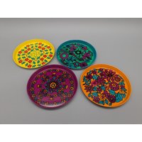 4Er-Set Vintage Glasuntersetzer Metall 70 Er Jahre Retro von SkadivonWinterfeld