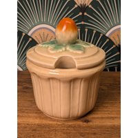 Marmeladen-Topf Zuckerdose, Marmeladenglas, Vintage, Erdbeere, 6620 von SkadivonWinterfeld