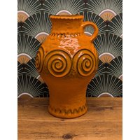 Orange Jasba N 322 13 26 Vase Mid Century Retro Wgp Keramik 70 Er Jahre , Vintage Handgemacht von SkadivonWinterfeld