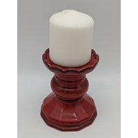 Roter Kerzenhalter Kerzenständer Siekera Qualität Keramik Midcentury Vintage Ceramic 60S von SkadivonWinterfeld