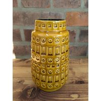 Scheurich Vase 260-80 Ocker Mit Umlaufenden Ornamenten, 60 Er Jahre von SkadivonWinterfeld