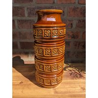 Scheurich Große Vase 268-30 Braun Mit Umlaufenden Ornamenten, 60 Er Jahre von SkadivonWinterfeld