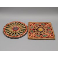 Topfuntersetzer Korb , 60Er Jahre Vintage Rund Viereckig Topfuntersetzer Korb , 60Er Jahre Vintage Rund Viereckig von SkadivonWinterfeld