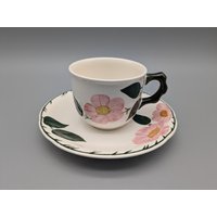 Villeroy & Boch Wildrose, , 80Er Jahre , Vintage Tasse Und Untertasse von SkadivonWinterfeld