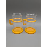 Vintage Bodum Picard Gelb Teegläser Hohe Version 2 Gläser Im Set Mit Passenden Gelben Untersetzern von SkadivonWinterfeld