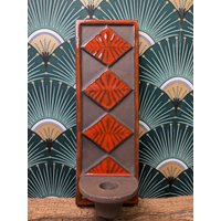 Vintage Knabstrup Keramik Wand Kerzenhalter Mcm Danish Design Braun-Orange von SkadivonWinterfeld