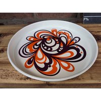Vintage Retro Orange Dorthe Bruun Rasmussen Laurids Lonborg Blech Tablett Dänemark von SkadivonWinterfeld
