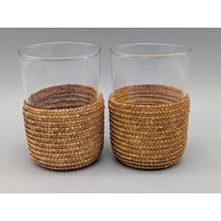Vintage Teegläser Im Hellen Bastkorb Schott Mainz, Jena Glas, Boho Style, Handgemacht Vintage Teegläser Im Hellen Bastkorb Schott Mainz, Jena Glas, Boho Style, Handgemacht von SkadivonWinterfeld