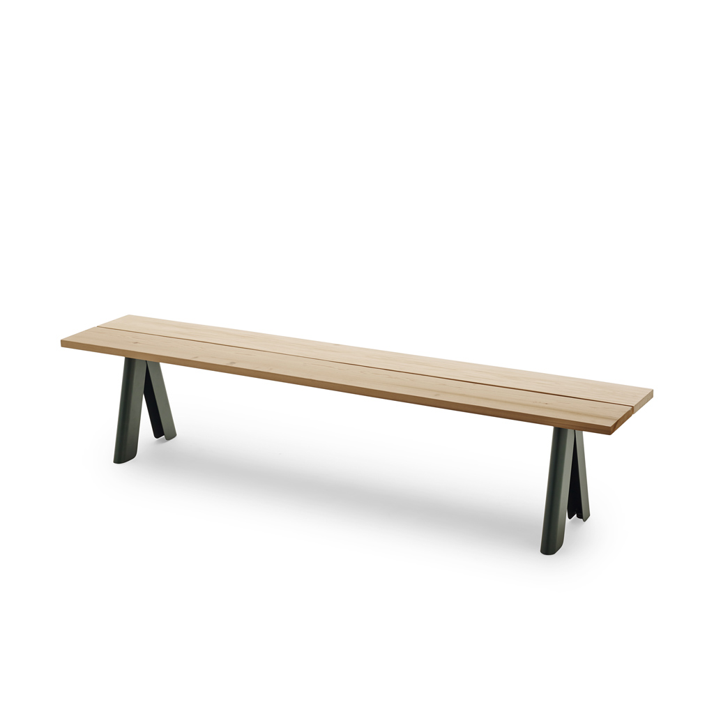 Skagerak - Overlap Bench -  Gartenbank aus Holz und Stahl ohne Lehne von Skagerak by Fritz Hansen